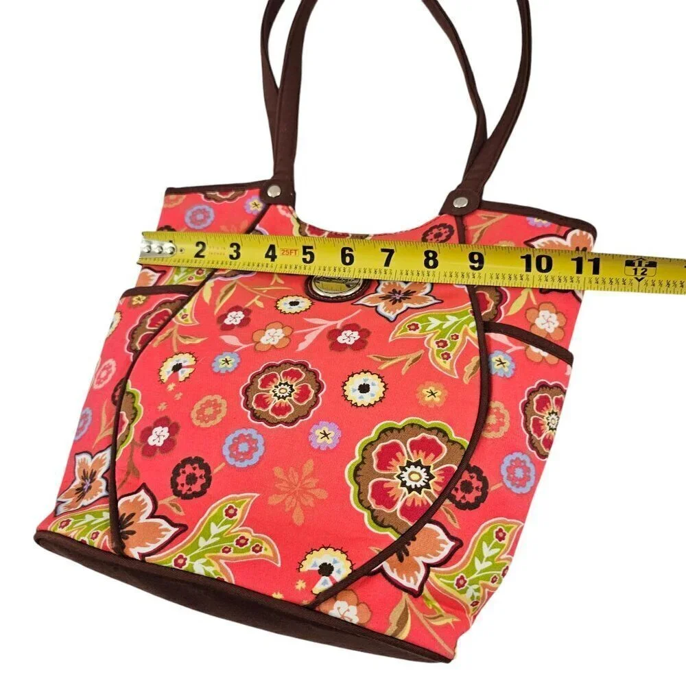 Longaberger Homestead Red Floral Print Snap Close Shoulder Handbag Purse